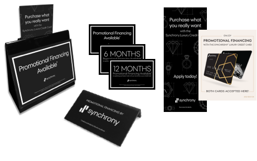 A collection of Synchrony's promotional financing marketing materials