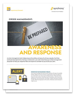 An overview of Synchrony’s® Crisis Management: Awareness And Response resource.