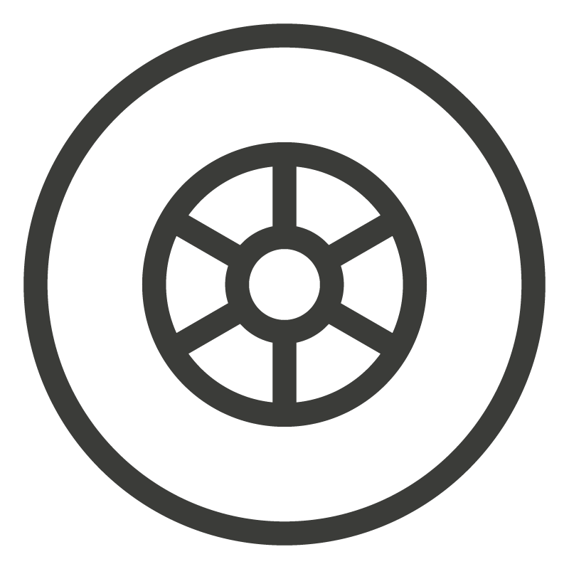 Synchrony Care Care tires and wheels icon.